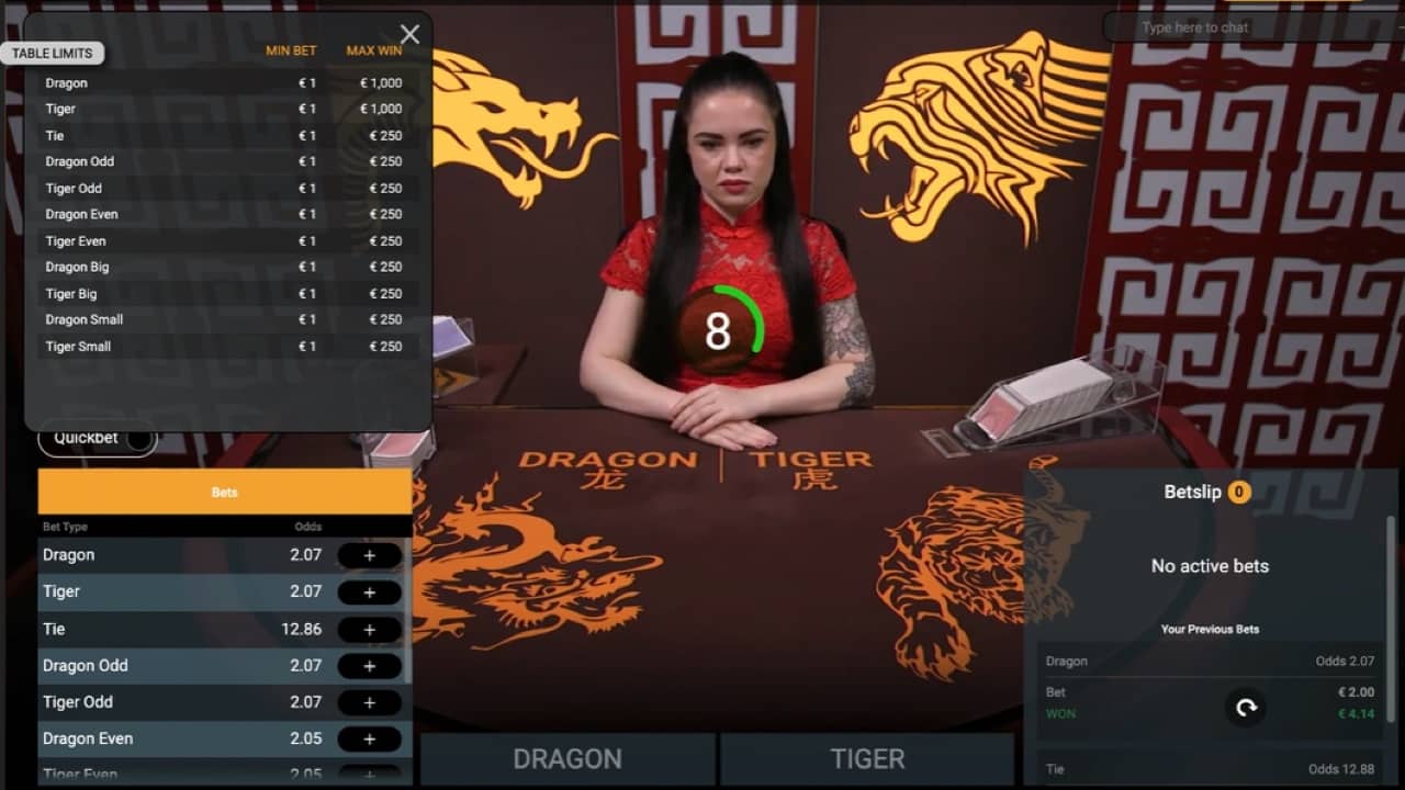 Bet on Dragon Tiger