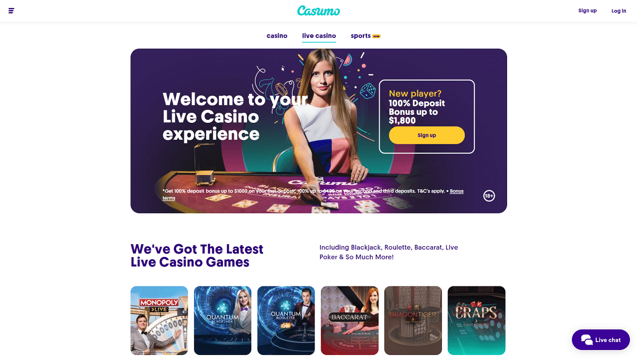 Casumo Live Casino Review