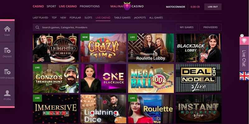 Our Malina Live Casino Review