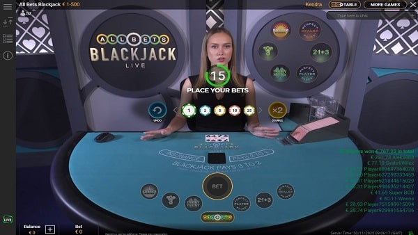 All Bets Blackjack (Playtech Live)