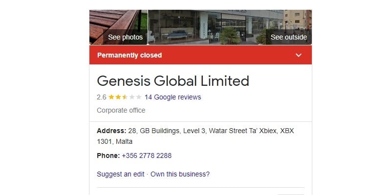 Genesis Global (Google Maps) - Permanently Closed