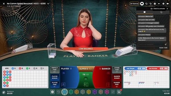 No Commission Speed Baccarat (Pragmatic Play Live)